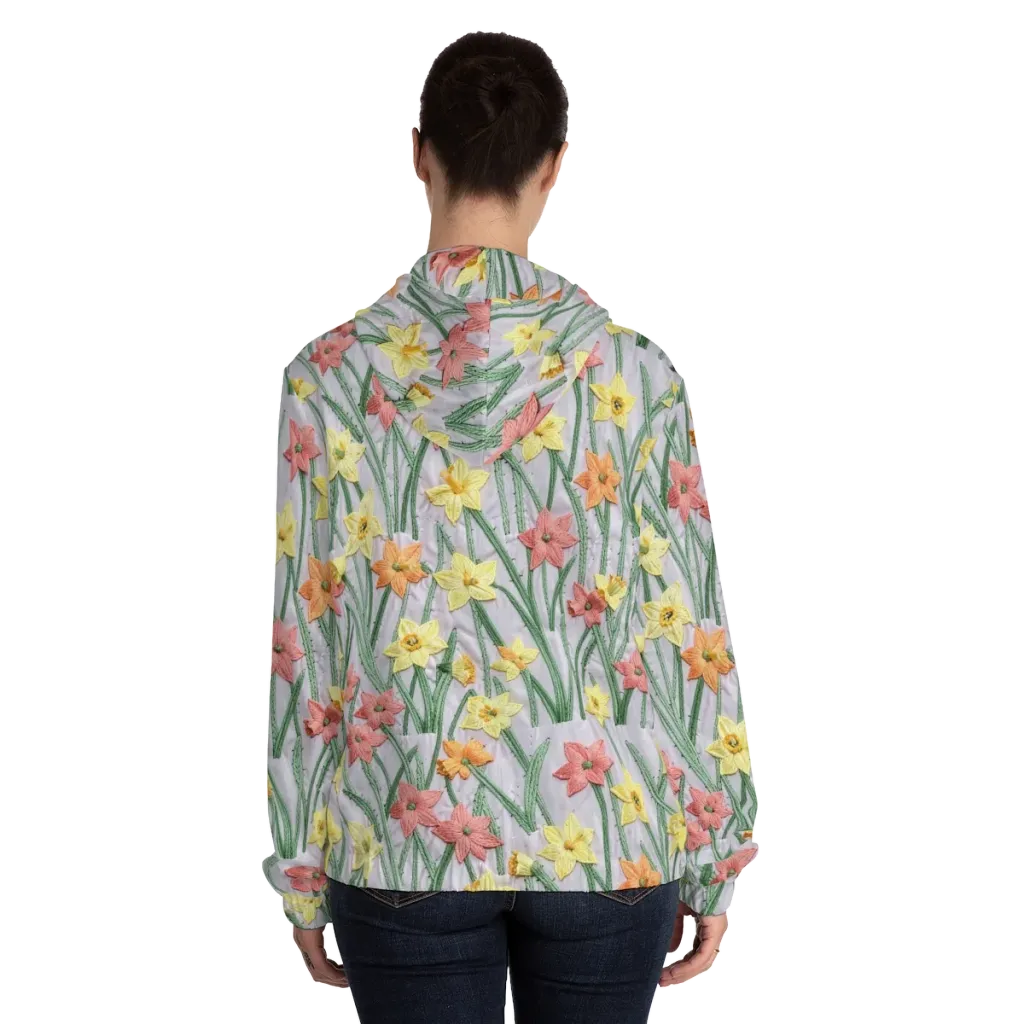 Daffodil Stitch on Women's Full-Zip Hoodie — Back On Person
