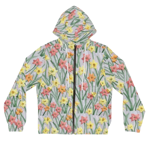Daffodil Stitch on a Women's Full-Zip Hoodie