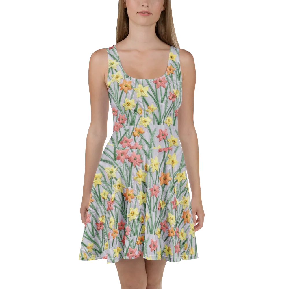 Daffodil Stitch on Skater Dress — Front