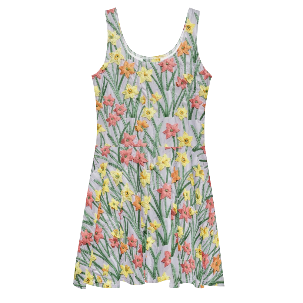 Daffodil Stitch on Skater Dress — Front