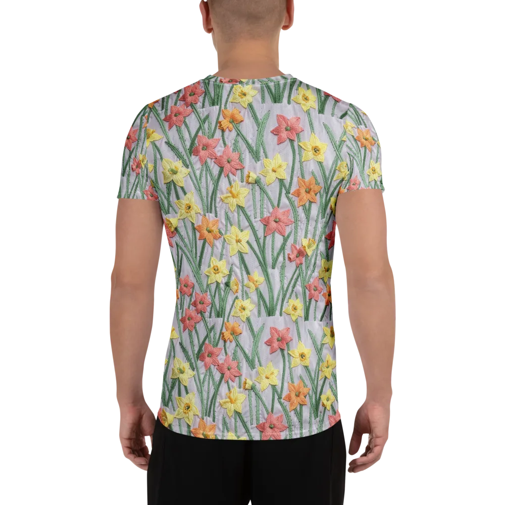 Daffodil Stitch on Men's Athletic T-Shirt — Back