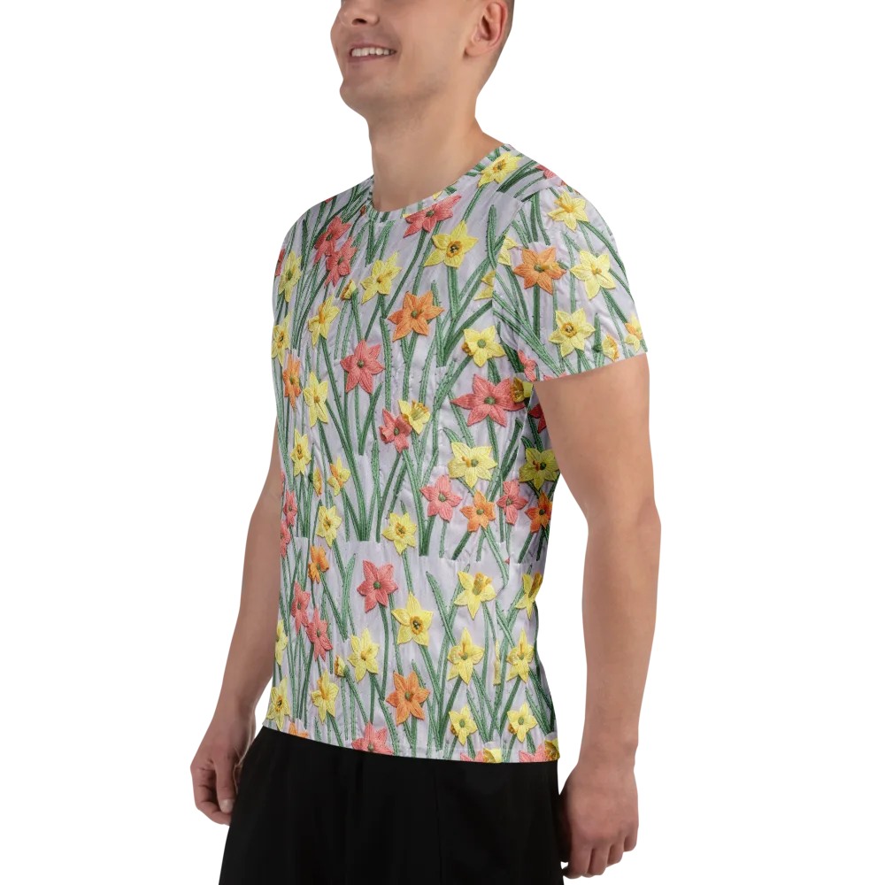 Daffodil Stitch on Men's Athletic T-Shirt — Left