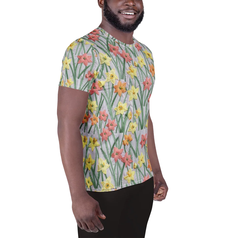 Daffodil Stitch on Men's Athletic T-Shirt — Right