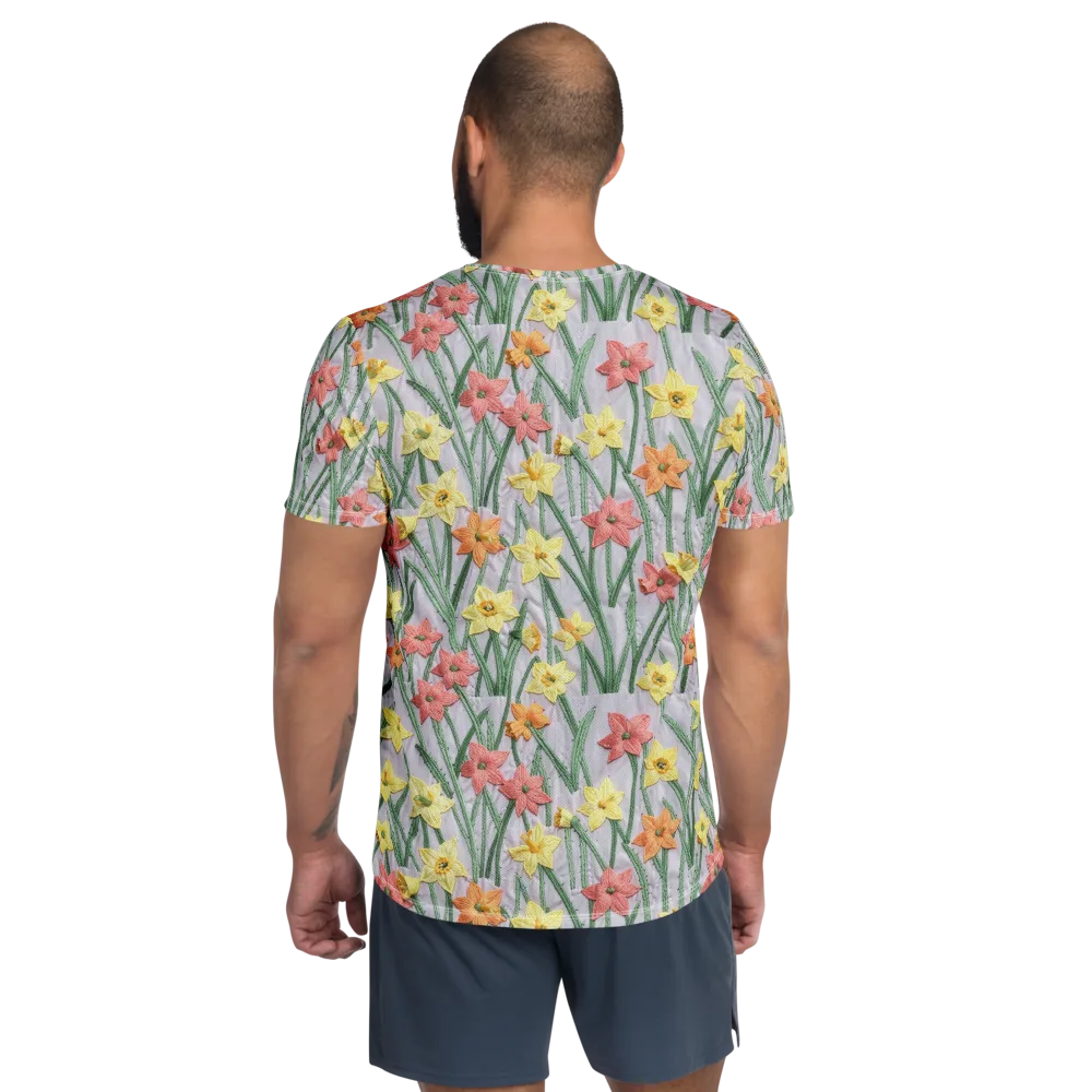 Daffodil Stitch on Men's Athletic T-Shirt — Back