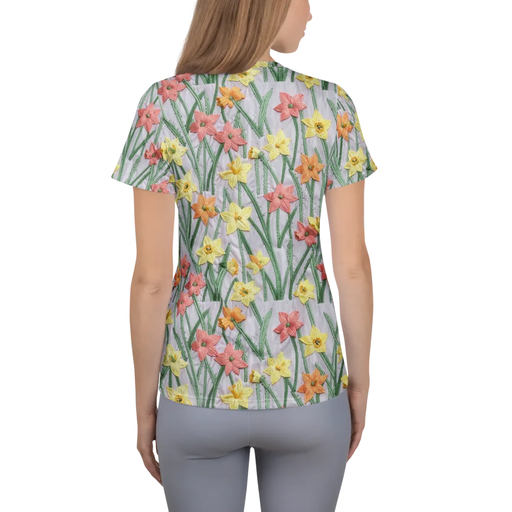 Daffodil Stitch on Women's Athletic T-Shirt — Back