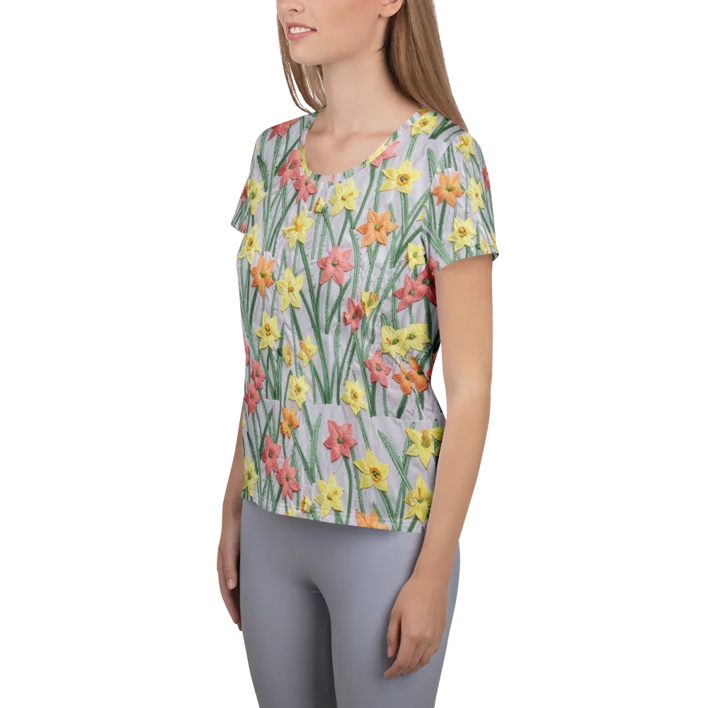 Daffodil Stitch on Women's Athletic T-Shirt — Left