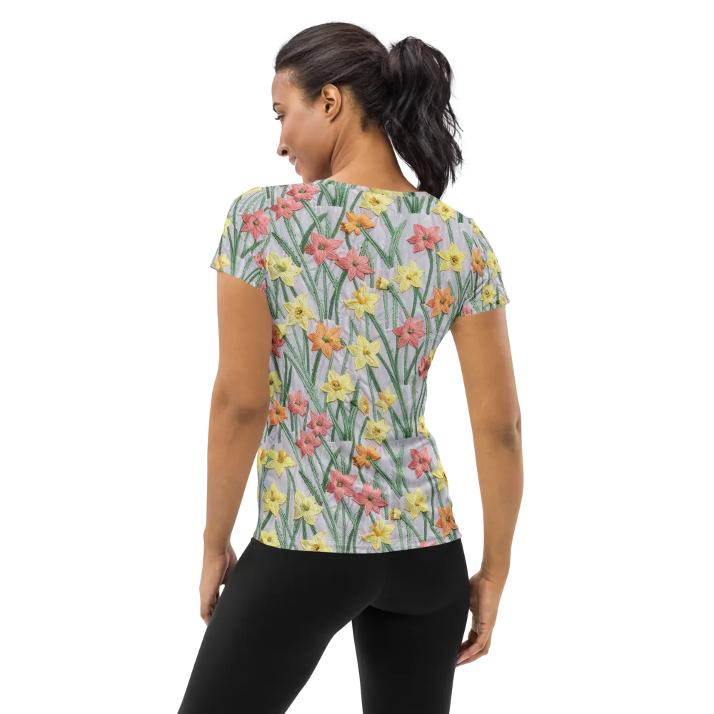 Daffodil Stitch on Women's Athletic T-Shirt — Back