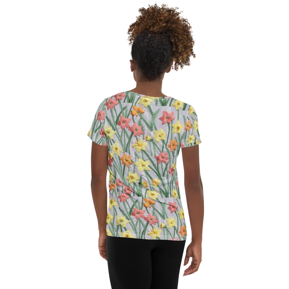 Daffodil Stitch on Women's Athletic T-Shirt — Back
