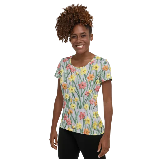 Daffodil Stitch on a Women's Athletic T-Shirt