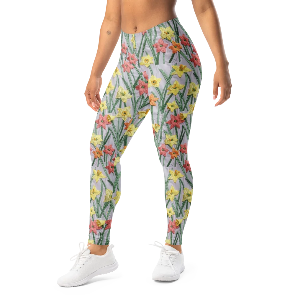 Daffodil Stitch on Leggings — Left Front