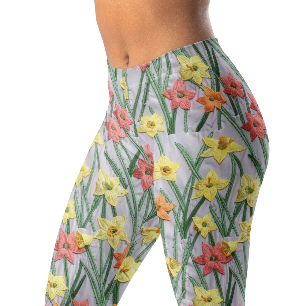 Daffodil Stitch on Leggings — Left Front