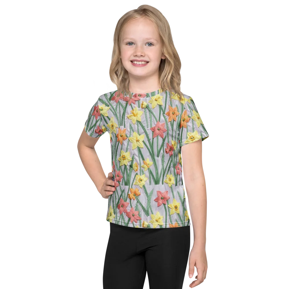 Daffodil Stitch on Kids Crew Neck T-Shirt — Front