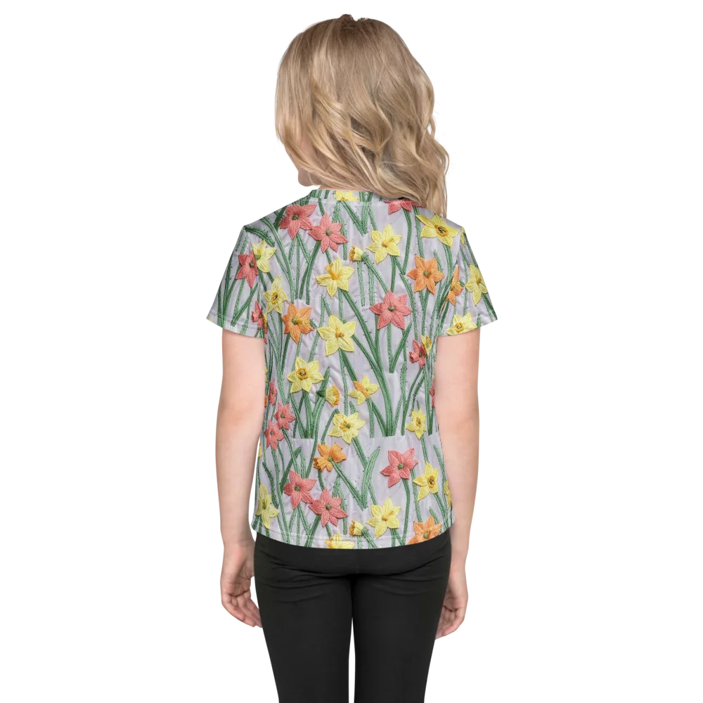 Daffodil Stitch on Kids Crew Neck T-Shirt — Back