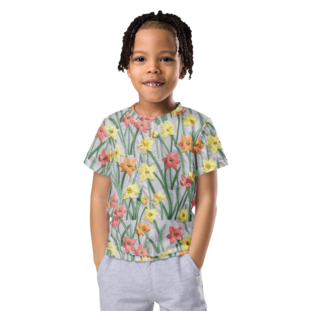 Daffodil Stitch on Kids Crew Neck T-Shirt — Front