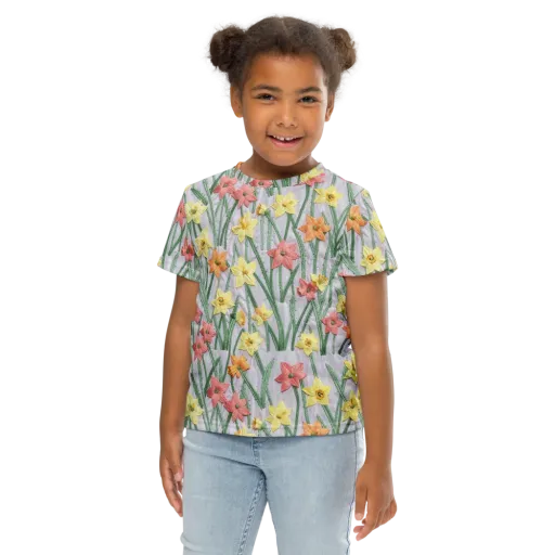Daffodil Stitch on a Kids Crew Neck T-Shirt
