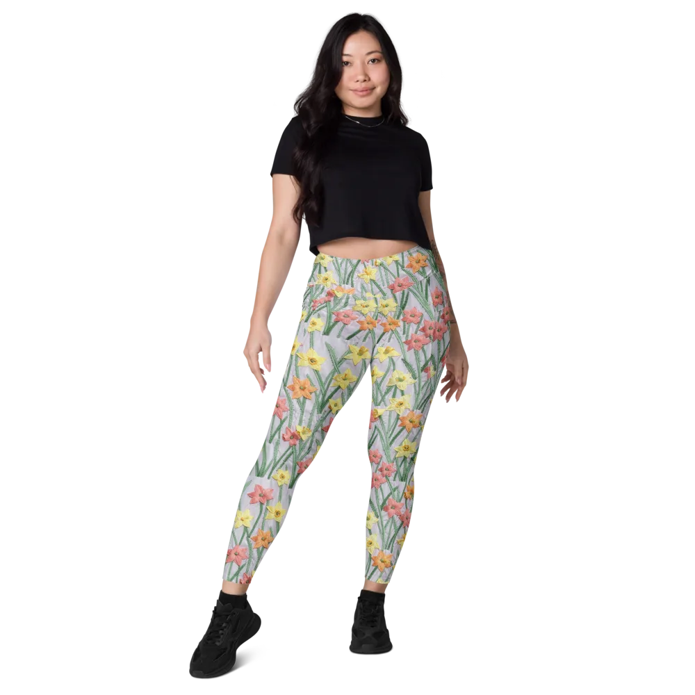 Daffodil Stitch on Leggings with Pockets — Front