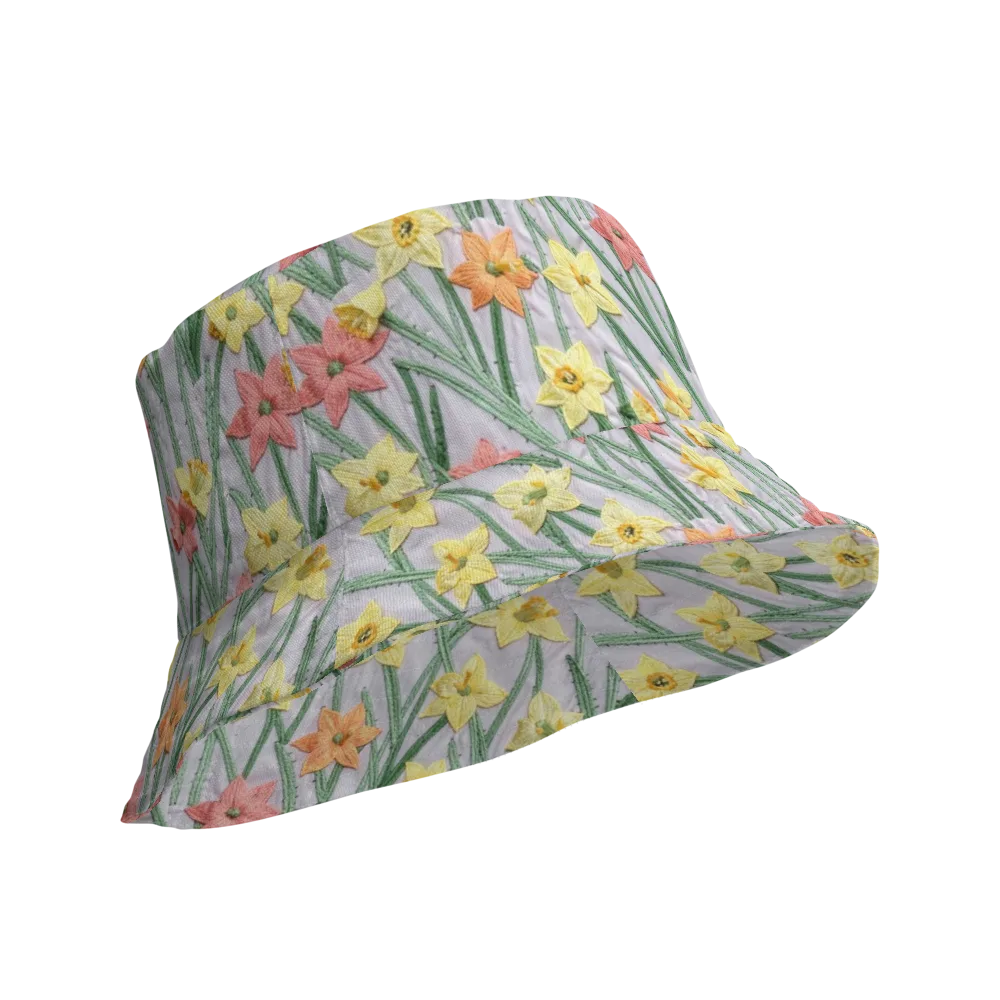 Daffodil Stitch on Reversible Bucket Hat — Product details Outside