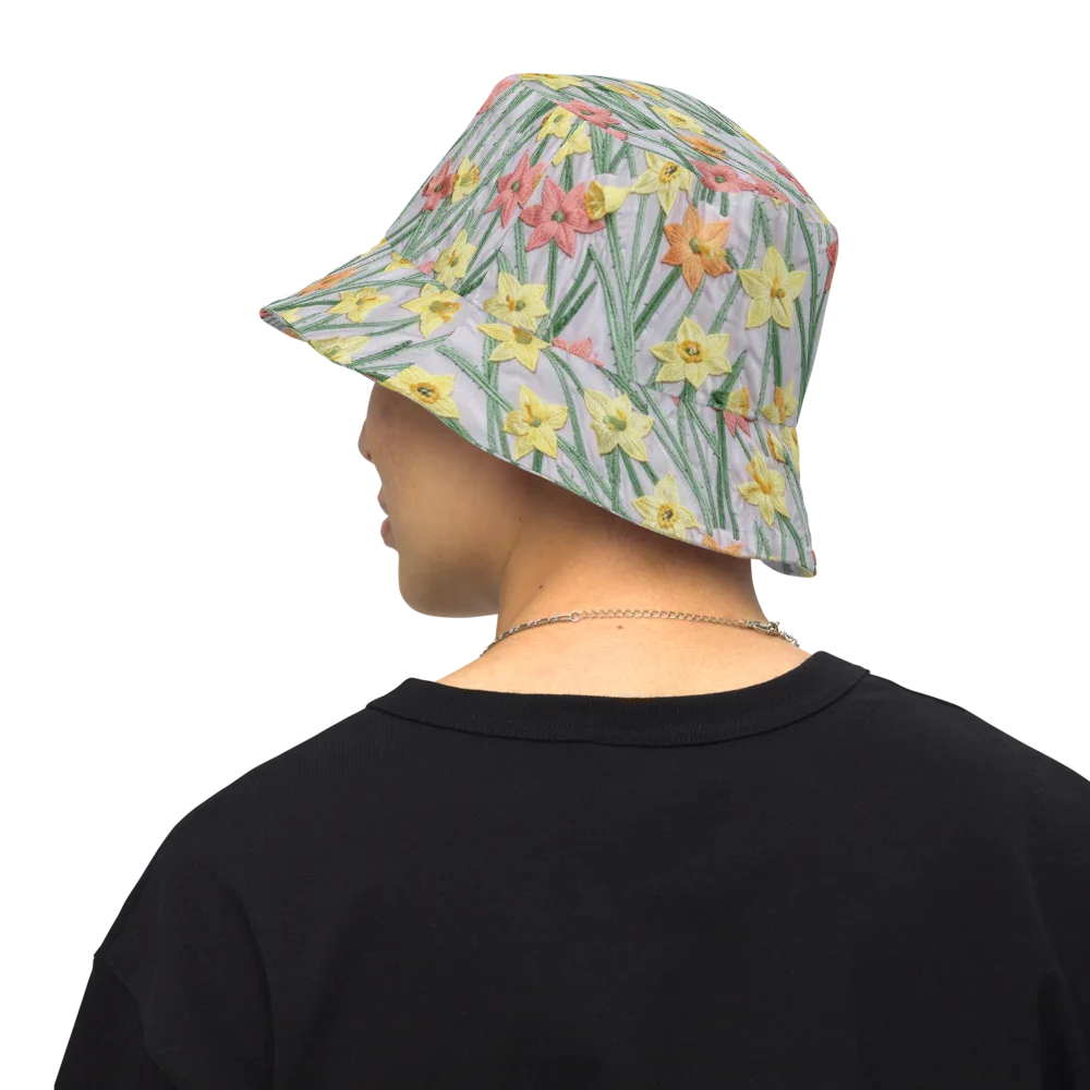 Daffodil Stitch on Reversible Bucket Hat — Back Inside