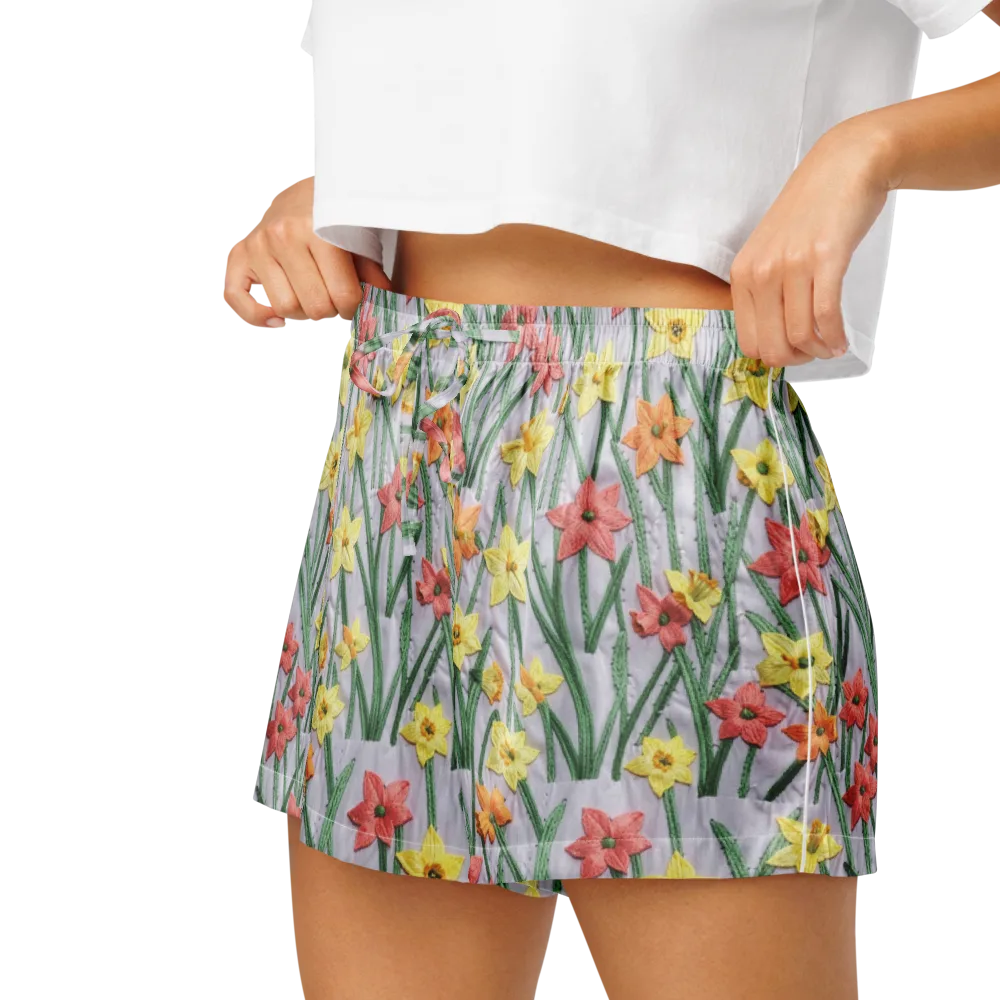 Daffodil Stitch on Women's Pajama Shorts — Left