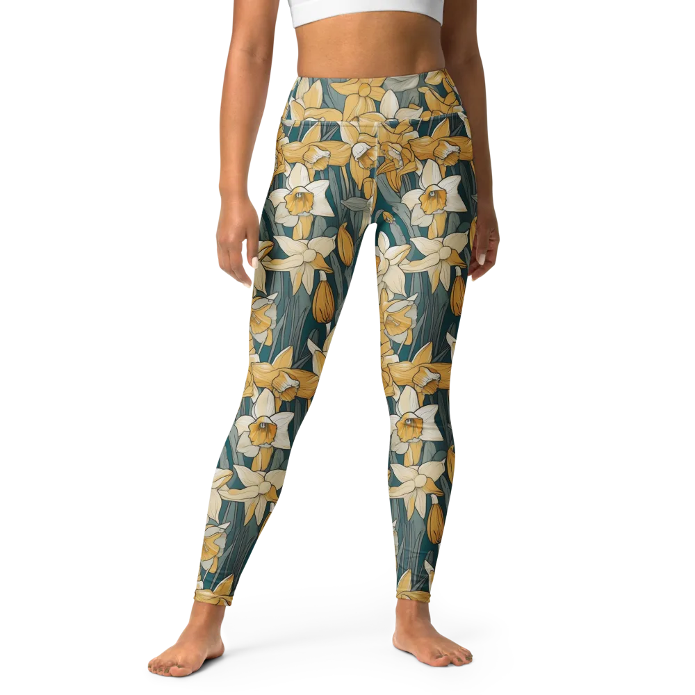 Daffodil Nocturne on Yoga Leggings — Front