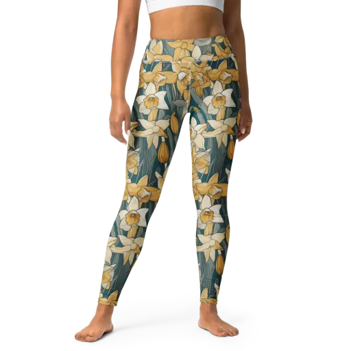 Daffodil Nocturne on a Yoga Leggings