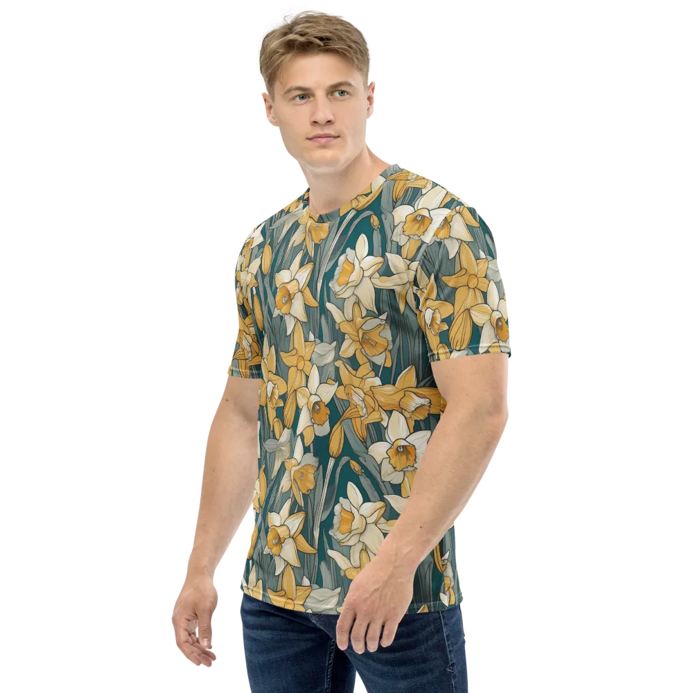 Daffodil Nocturne on Men's Crew Neck T-Shirt — Left