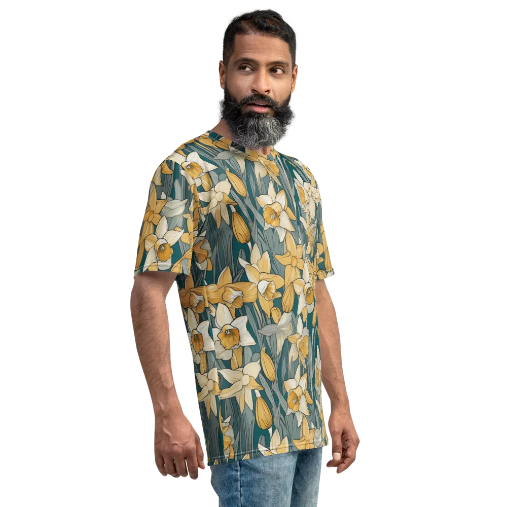 Daffodil Nocturne on Men's Crew Neck T-Shirt — Right