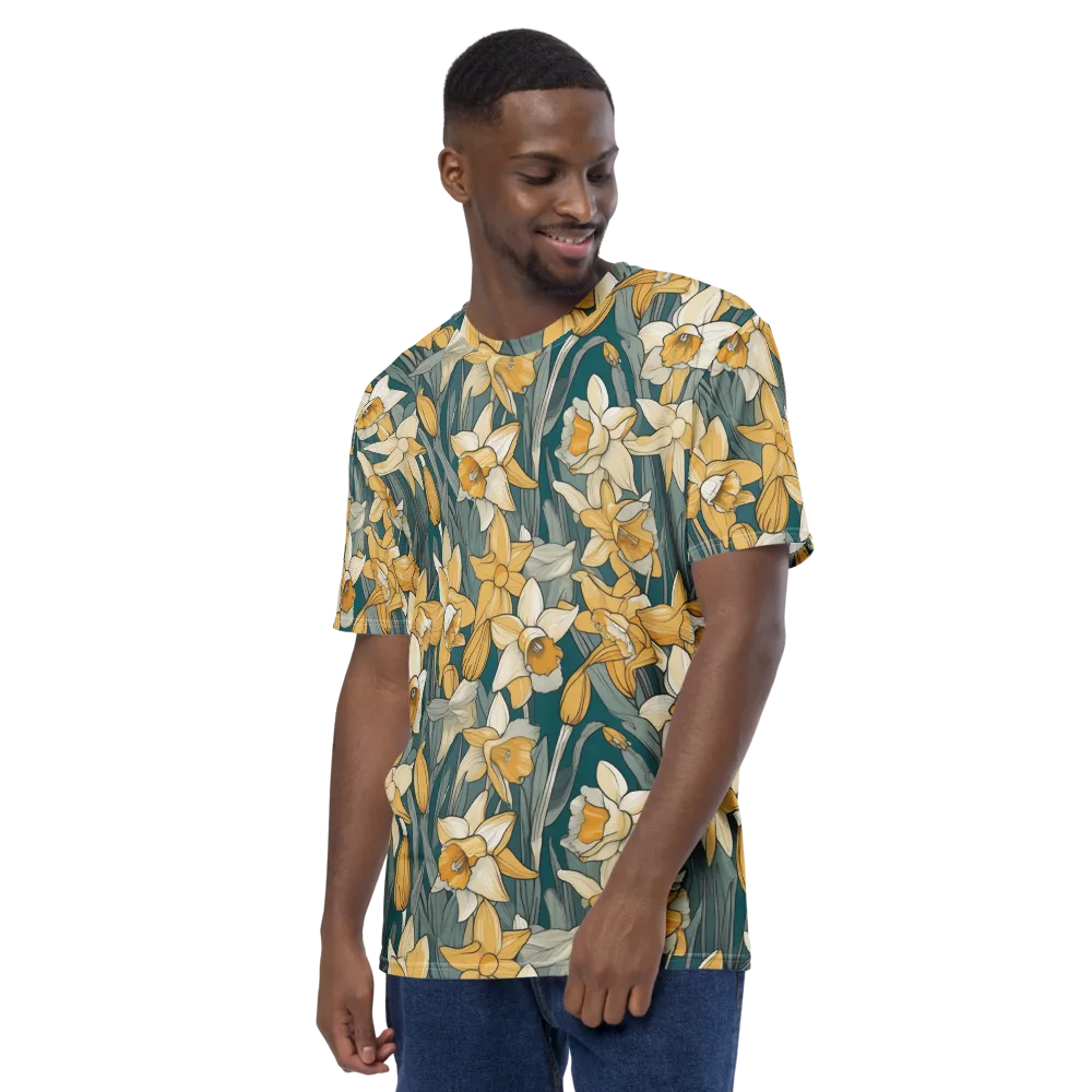 Daffodil Nocturne on Men's Crew Neck T-Shirt — Left
