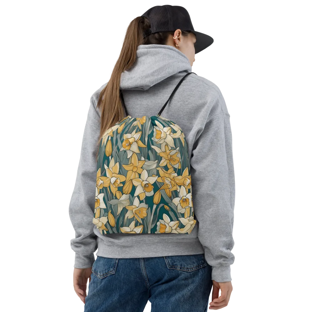 Daffodil Nocturne on Drawstring Bag — Front
