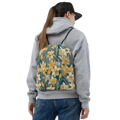 Daffodil Nocturne on a Drawstring Bag