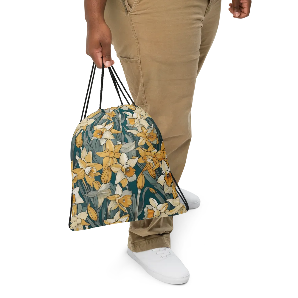 Daffodil Nocturne on Drawstring Bag — Front