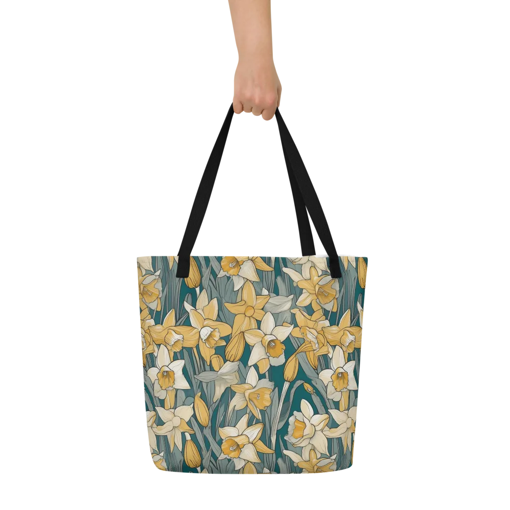 Daffodil Nocturne on Large Tote Bag W/ Pocket — Front