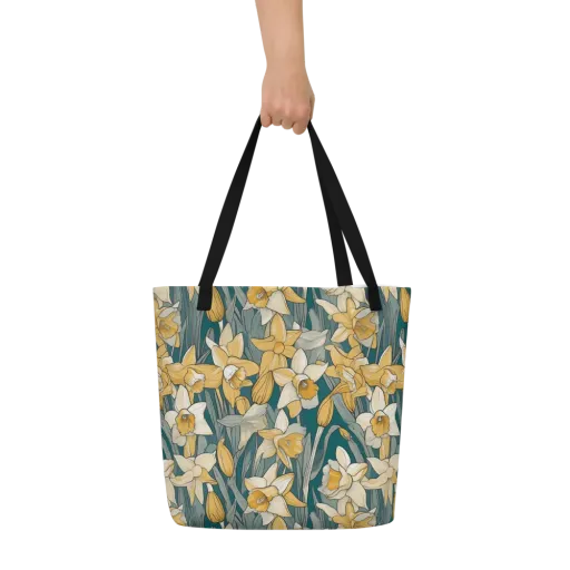 Daffodil Nocturne on a Large Tote Bag W/ Pocket