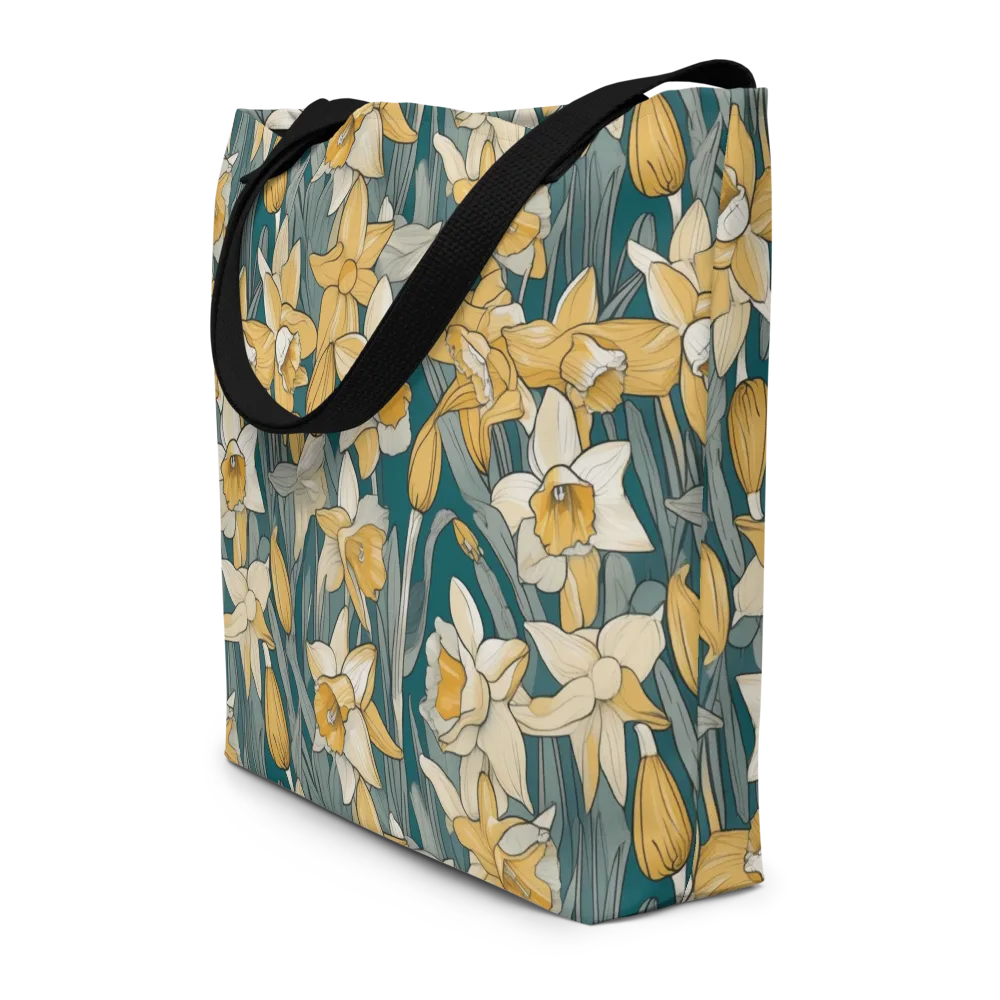 Daffodil Nocturne on Large Tote Bag W/ Pocket — Front