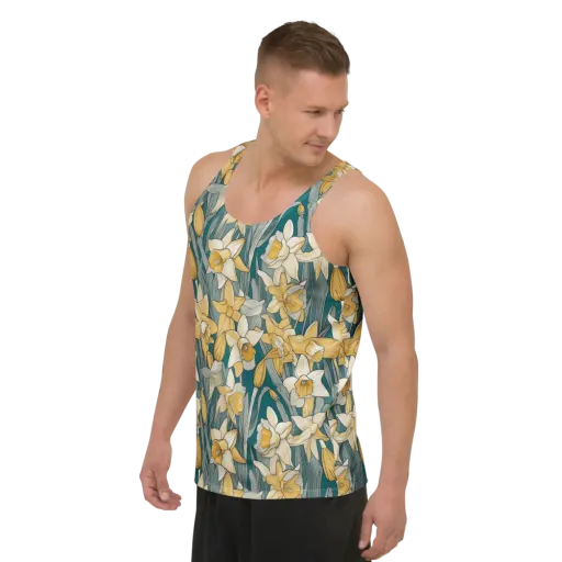 Daffodil Nocturne on a Men's Tank Top