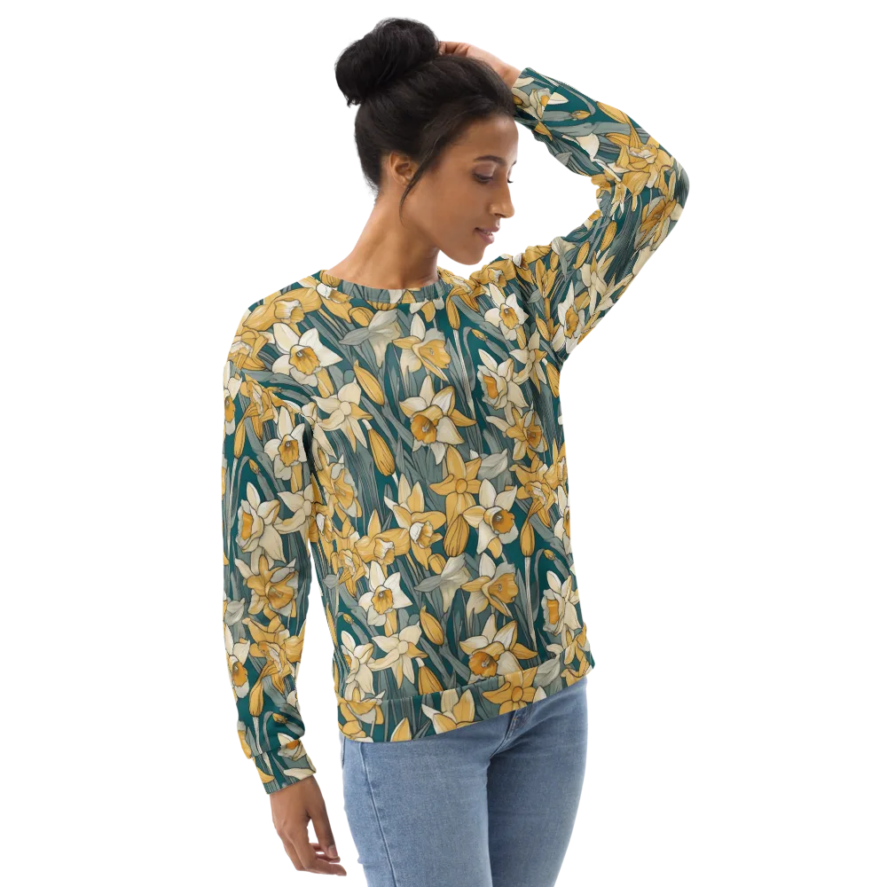 Daffodil Nocturne on Sweatshirt — Right Front