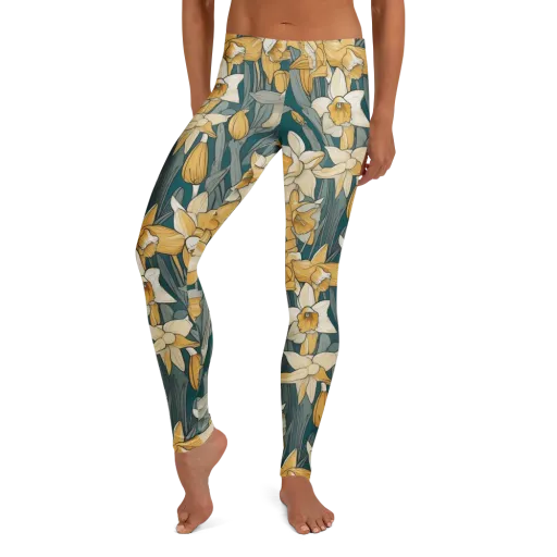 Daffodil Nocturne on a Leggings