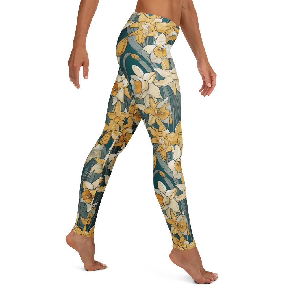 Daffodil Nocturne on Leggings — Right