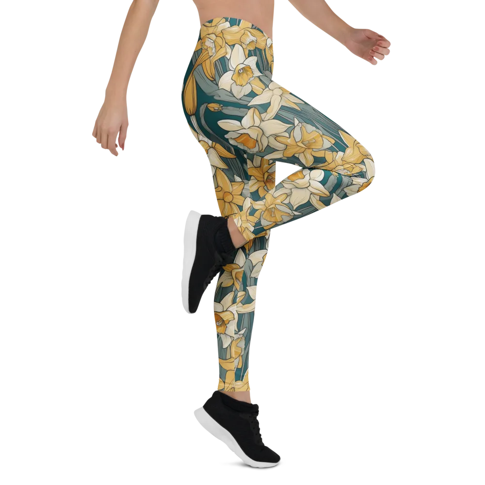 Daffodil Nocturne on Leggings — Right