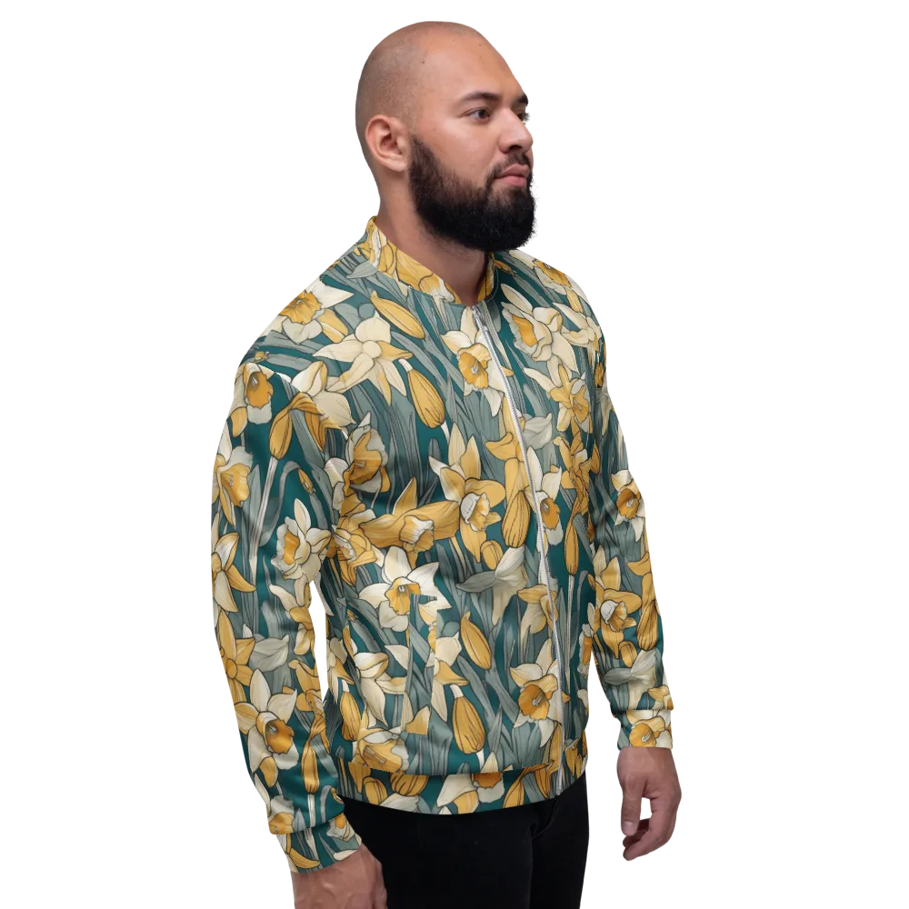 Daffodil Nocturne on Bomber Jacket — Right