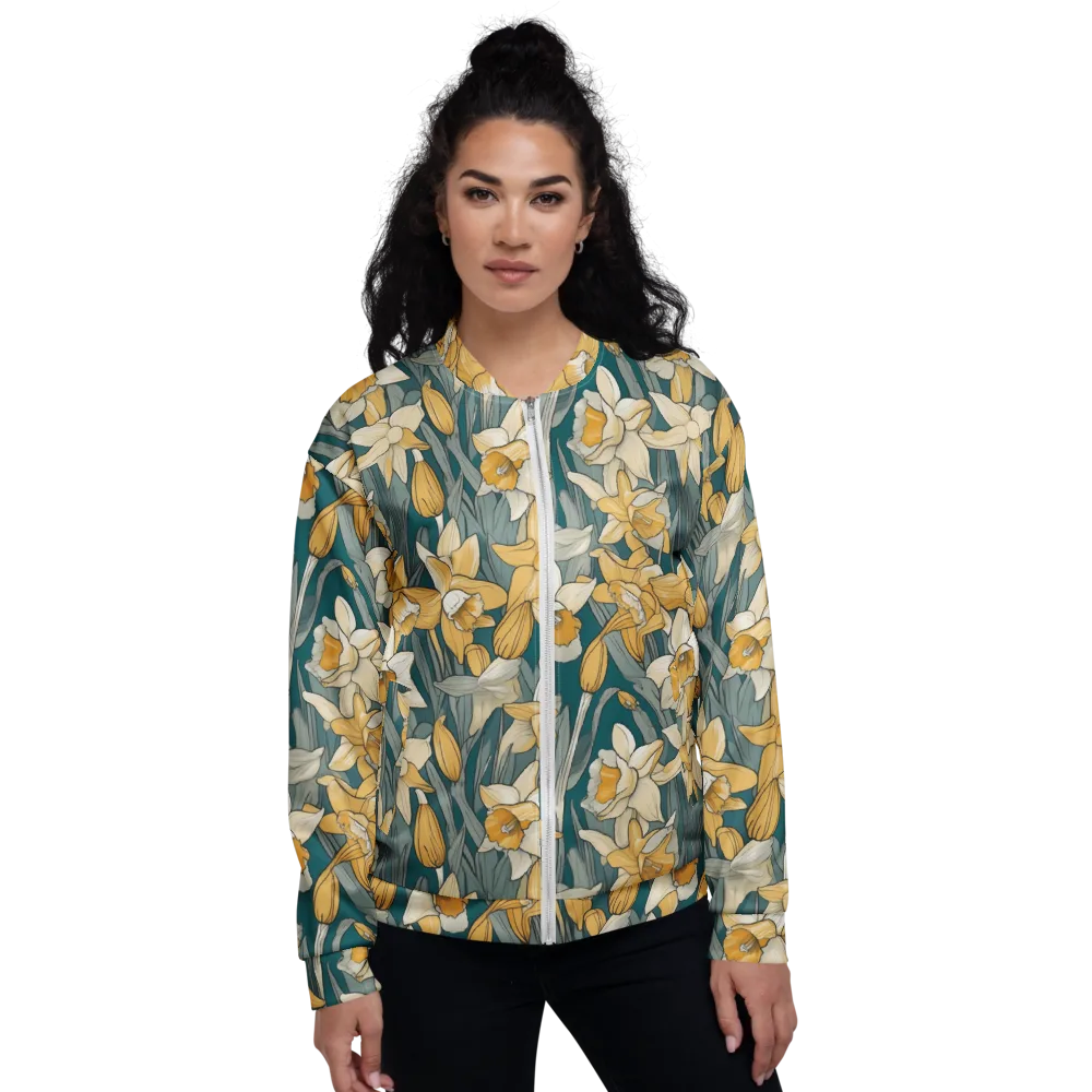 Daffodil Nocturne on Bomber Jacket — Front