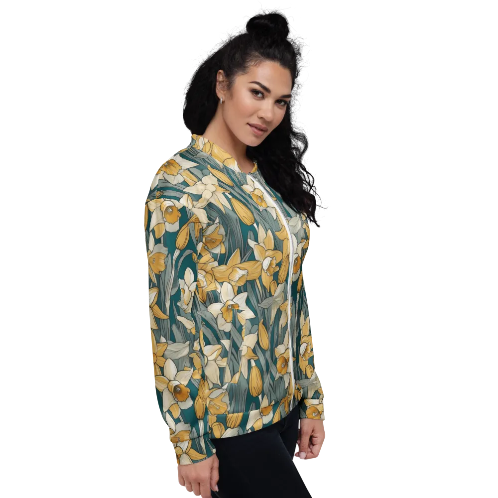 Daffodil Nocturne on Bomber Jacket — Right