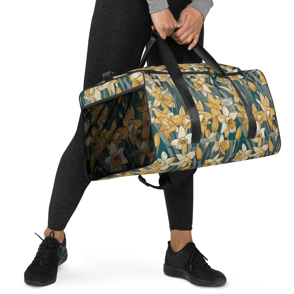 Daffodil Nocturne on Duffle Bag — Right Front