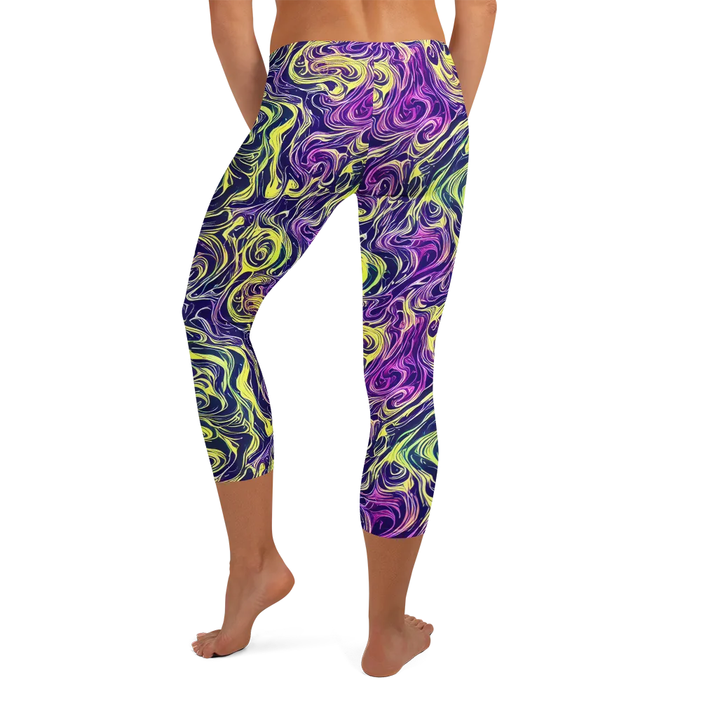 Vivid Drift on Capri Leggings — Back