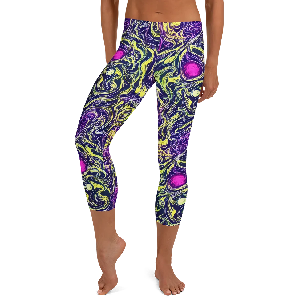 Vivid Drift on Capri Leggings — Front