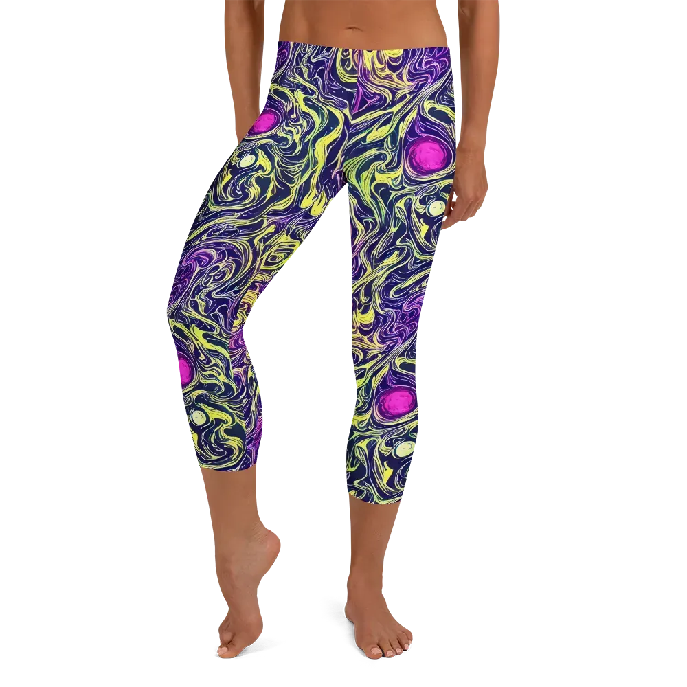 Vivid Drift on Capri Leggings — Front