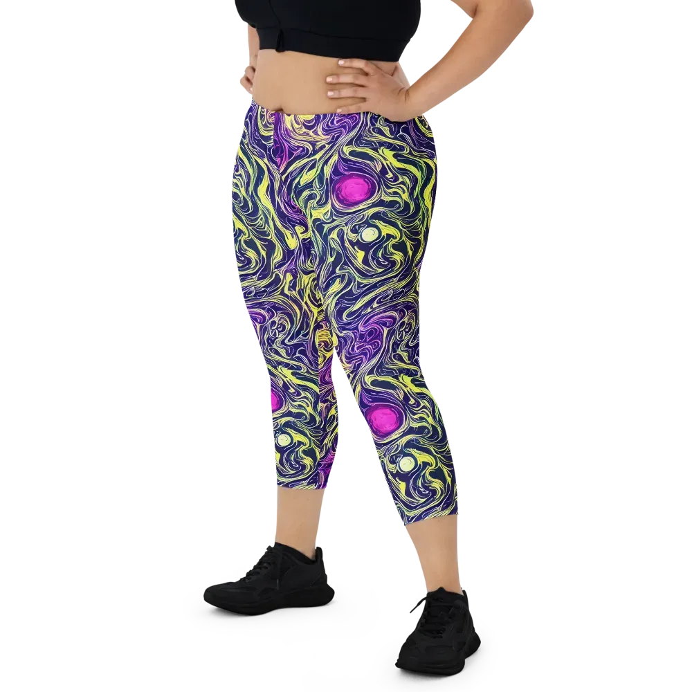 Vivid Drift on Capri Leggings — Front