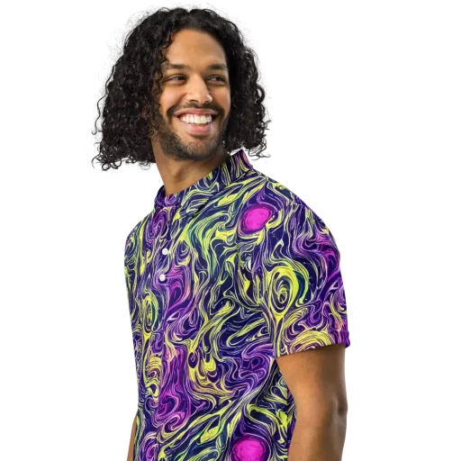 Vivid Drift on a Men's Slim Fit Polo Shirt