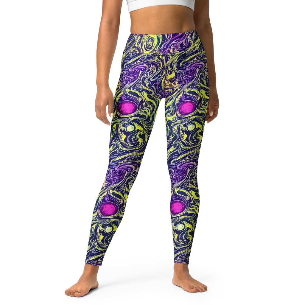 Vivid Drift on Yoga Leggings — Front