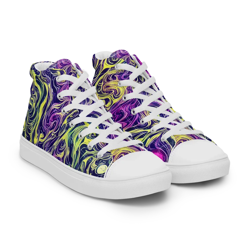 Vivid Drift on Men's High Top Canvas Shoes — Right Front
